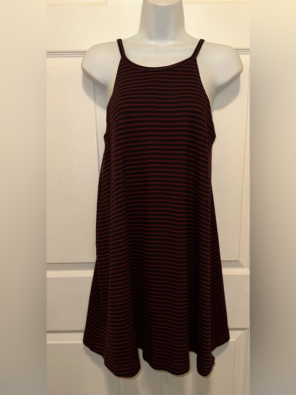 RVCA Black and Burgundy Striped Knit Top